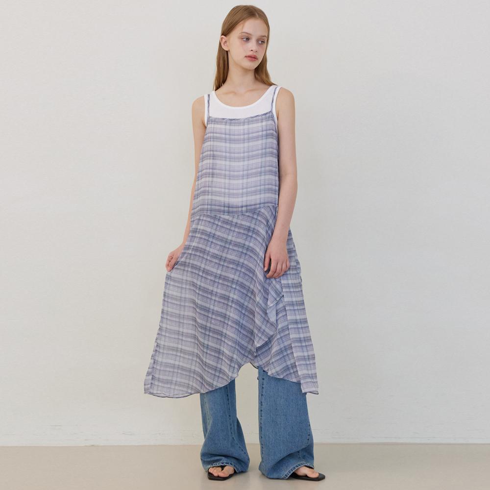 Bring My Things Powder See-Through Check Bustier Strappy_Gray