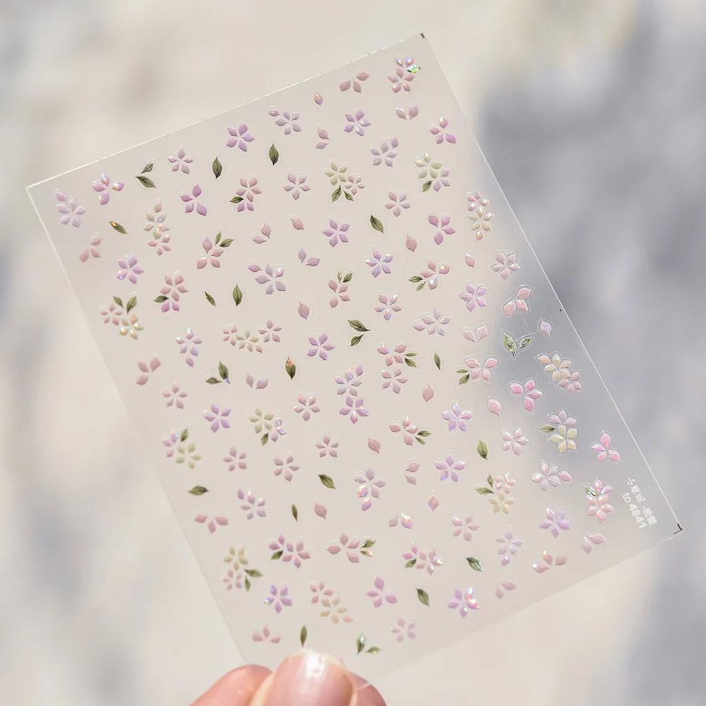 White Flower Gold Leaf Floral Petal Tulip Bloom Charming Retro Metal Soft Self Adhesive 5D Nail Art Sticker Manicure Decal DIY