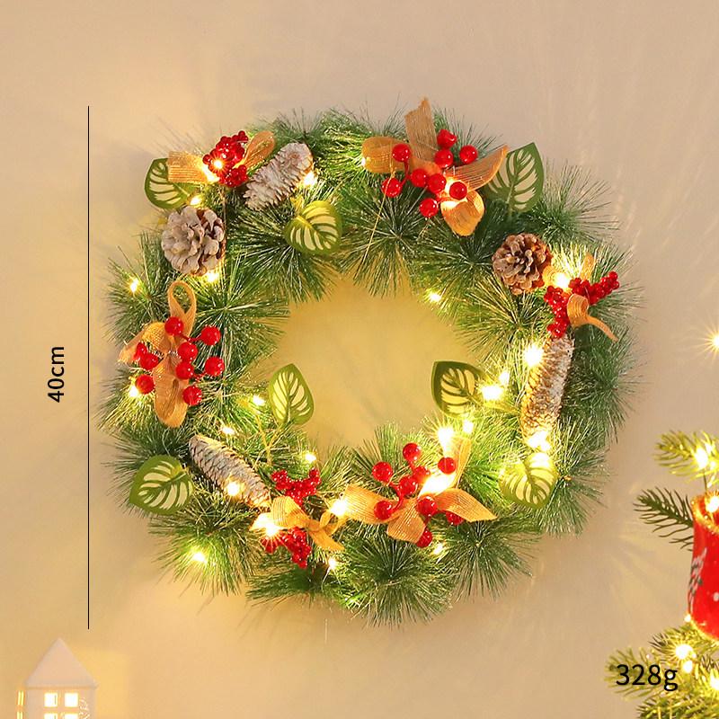 LED Christmas Wreath with PVC Pine Cones – Elegant Hanging Holiday Decoration for Windows