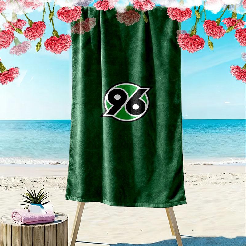 Hannover 96 Baskılı Plaj Havlusu, Plaj Kamp Yüzme İçin Büyük Yumuşak Hızlı Kuruyan Havlu