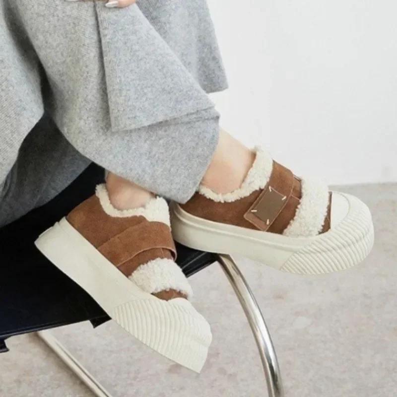 New Winter Women's Ankle Boots Plush Warm Home Cotton Shoes Fashion Hook & Loop Design Suede Women's Snow Boots Zapatos