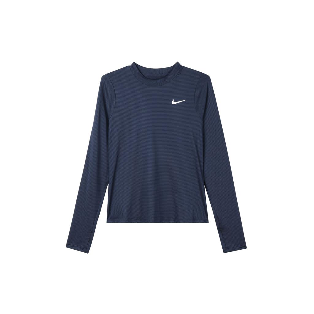Nike UV Victory Solid Round Neck Quick-Dry Slim Fit Printed Golf Long Sleeve T-Shirt Women Tops Obsidian DH2069-451