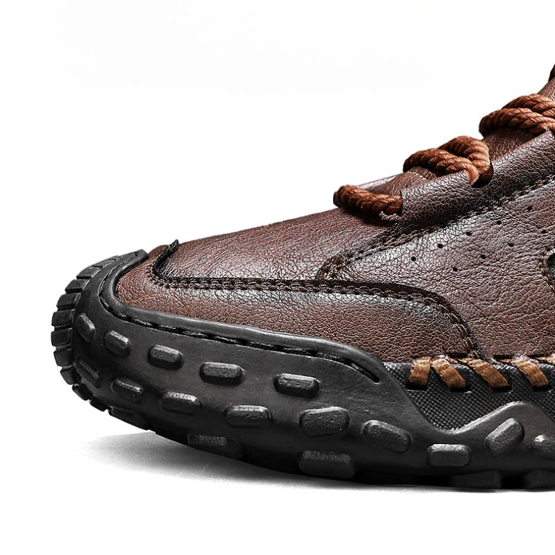 Men's High-top Casual Sneakers Handmade Leather Shoes Plus Size 39-48 Spring & Autumn