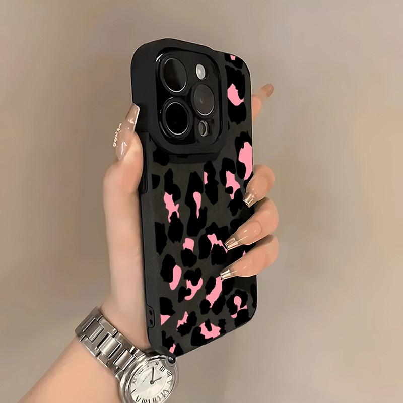 Fashion Pink Leopard Phone Case For iPhone 17 16 15 14 13 12 11 17 Pro Max Air X XR XS Max 16E Plus Shockproof Soft Cover