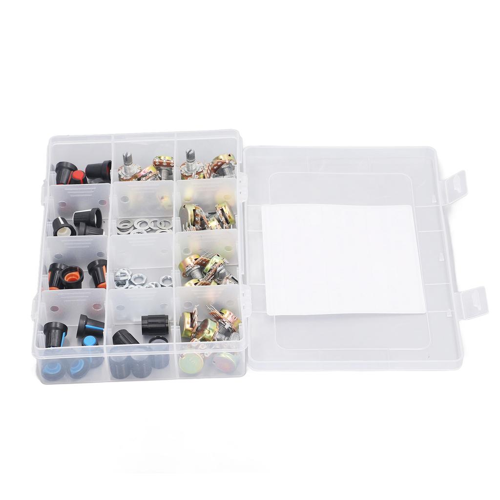 75Pcs Potentiometer Assortment Kit B5K B10K B20K B50K B100K Linear Rotary Taper Ohm Potentiometer