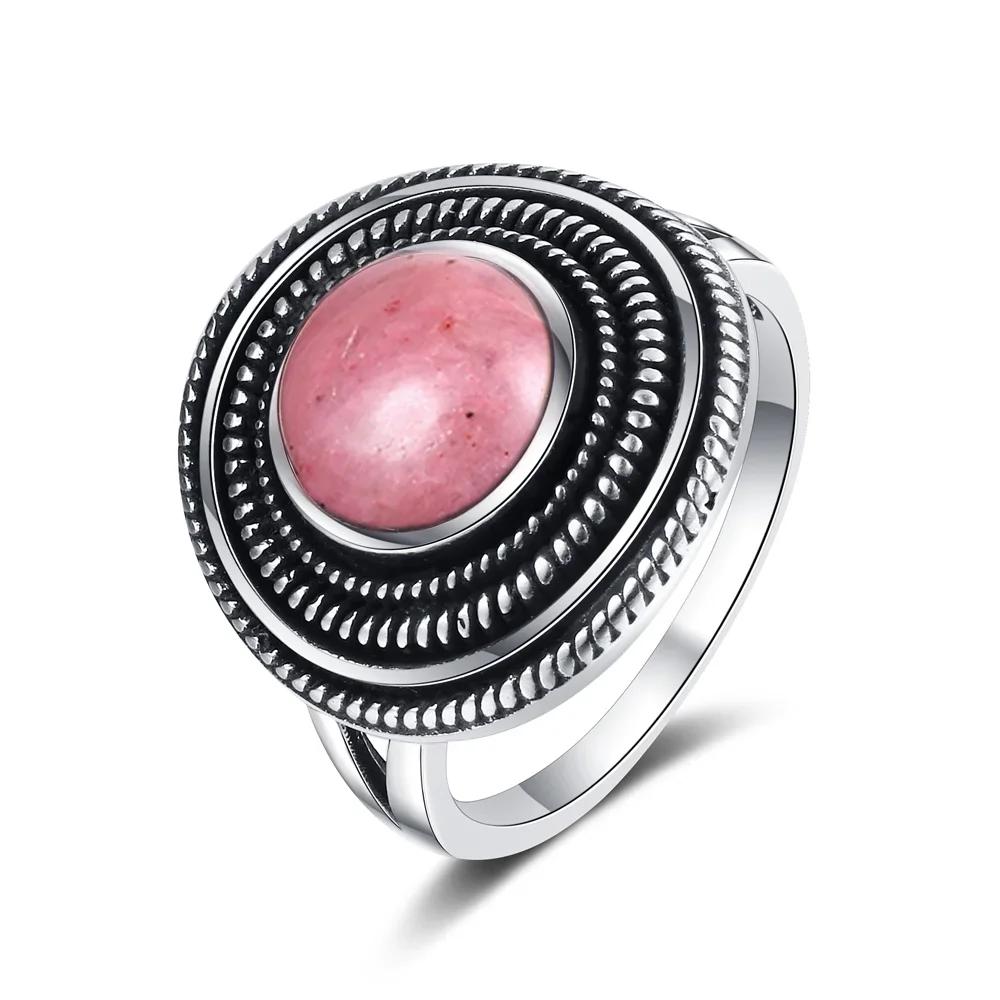 Runde 8MM Natürlicher Rhodochrosit S Silber Fein Geschenk Labradorit Tigerauge Ringe für Frauen Verlobungsring