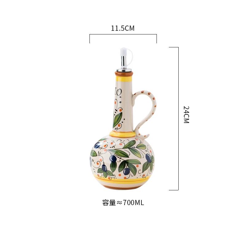 

Exhibition Underglaze Color Hand-Painted Green Ceramic Olive Oil Bottle Oil Pot Home Kitchen