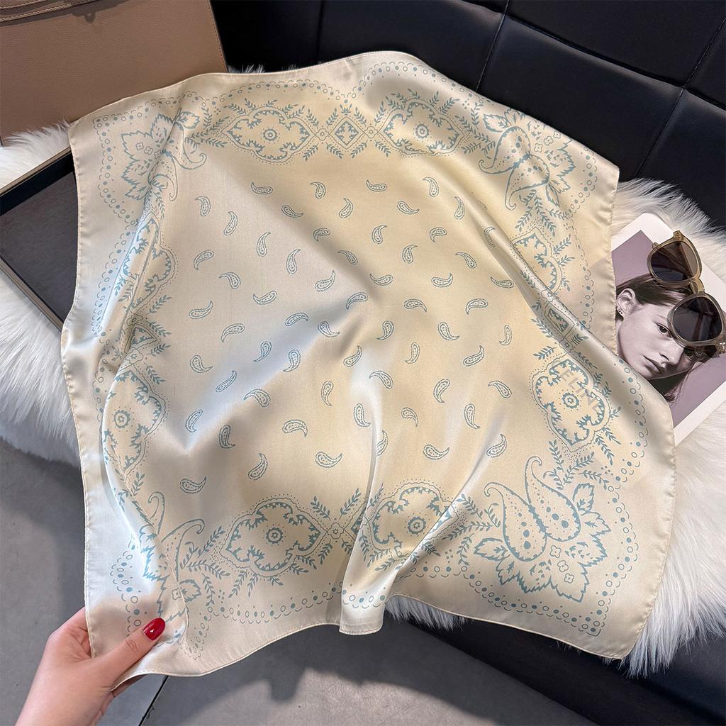 New Luxury Paisley Print 70*70cm Square Scarf Women Soft Satin Hairband Neckerchief Tie Female Headband Foulard Bag Ribbon Gift