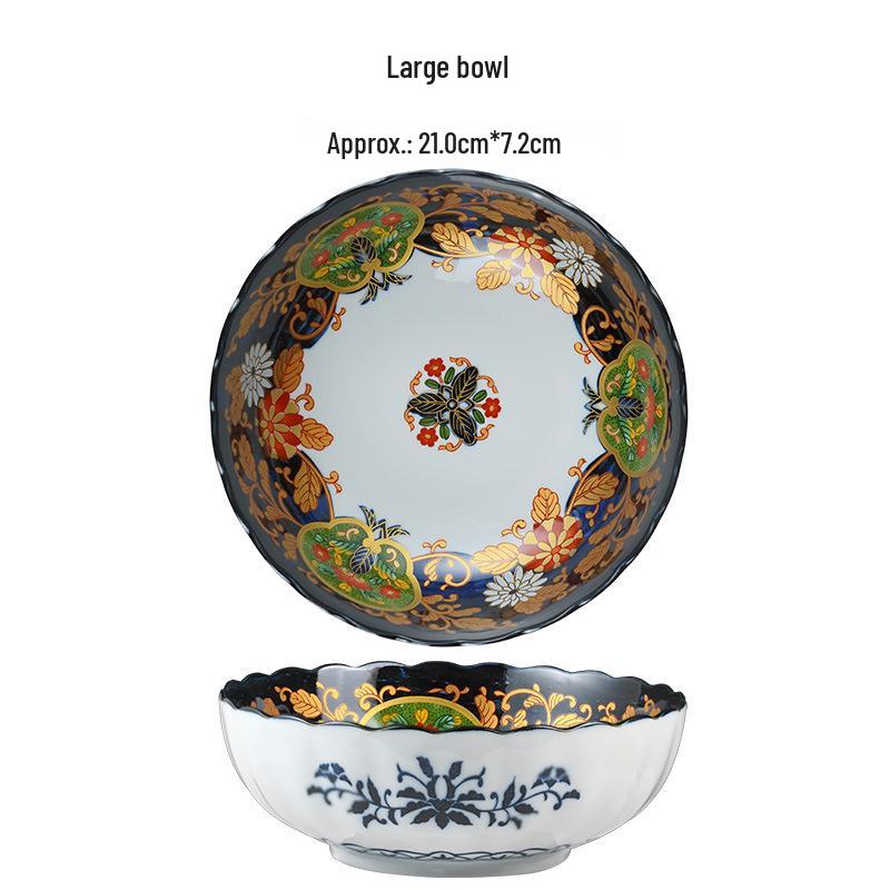 Mino Ware Japanese Retro Ceramic Tableware Set: Plates, Dishes, and Rice Bowls