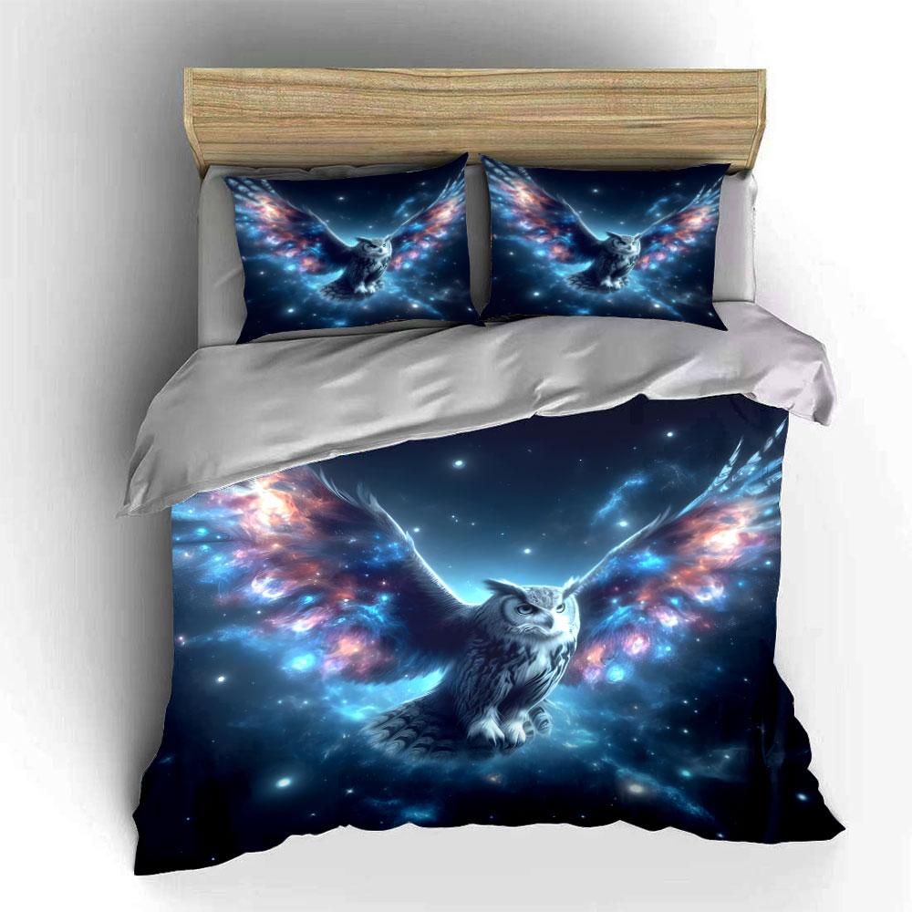 Galaxy Owl Themed Decor Set Multiple sizes kid's and adults' bedroom Exquisite 3PC bedding set gift