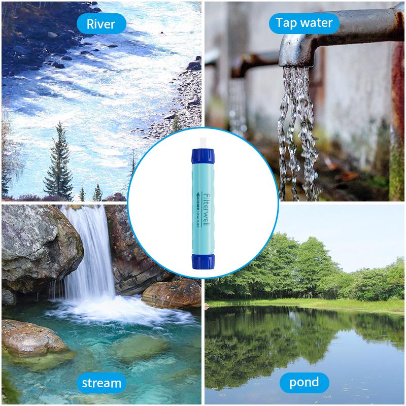 Filterwell Small Outdoor Water Filter Straw Personal Drinking Purifier System For Survival Gear Travel Camping Hiking