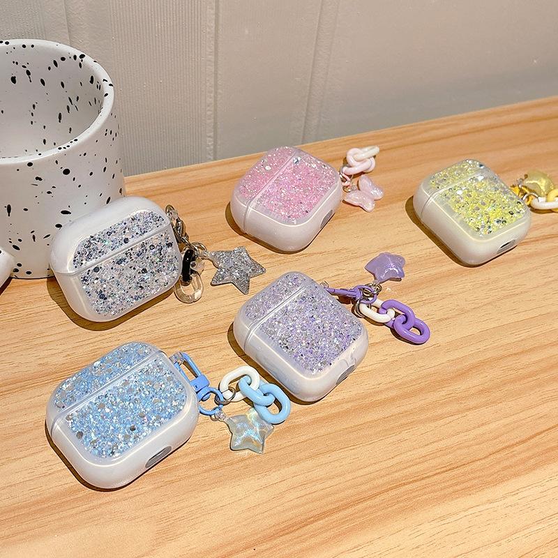 Glitter Earphone Case Airpodspro 2Nd Generation Protective Case Apple Airpods3/4 Star Pendant Women'S Model