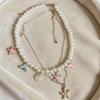 Vintage Vacation Style Starfish Shell Conch Necklace Niche Multi-Layer Stacked Collarbone Chain Spice Girl Neck Chain Accessories