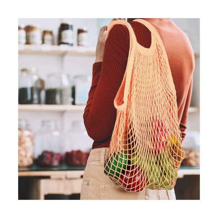 Filet à provisions en coton bio - Sac de courses réutilisable orange