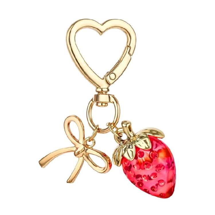 Elegant Strawberry Keychain Charm Pendant Convenient for Women Girls Fashionable Bag Charm with Heart Clasp Designs