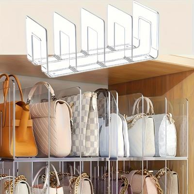 Vielseitiger Schrank-Organizer aus durchsichtigem Kunststoff – 4-teiliger Unterteiler zur Aufbewahrung von Geldbörsen und Taschen, stabiles Bücherregal für Zuhause, Wohnheim, Büro
