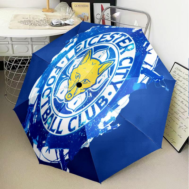 Leicester City Football Club Automatic Folding Umbrella - 8-Rib Travel Umbrella with Auto Open/Close & Portable Gifts for holidays or birthdays