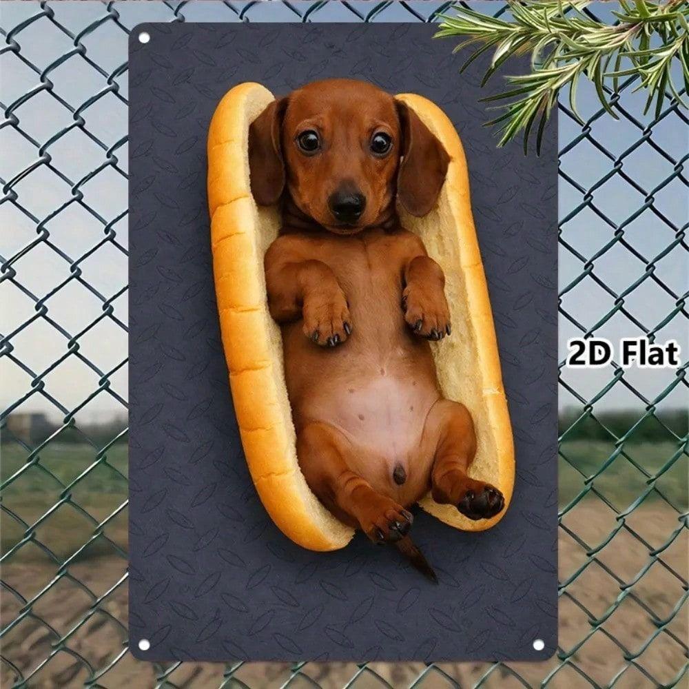 Metal Wall Art Dachshund Hot Dog Tin Sign Dog Lover Gift