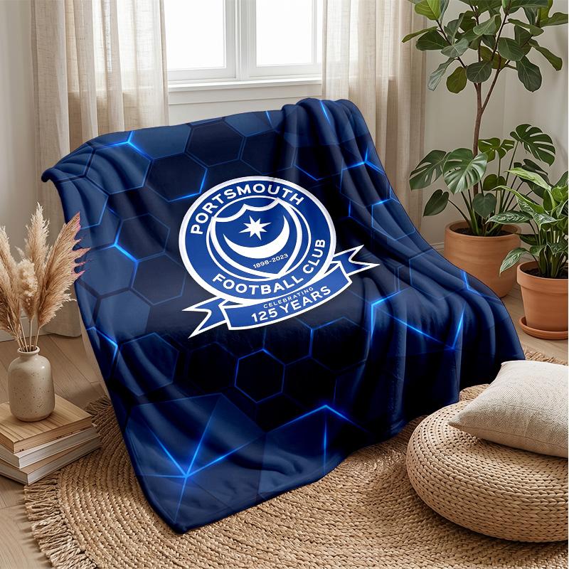 Coperta Morbida in Pile Flanella Portsmouth FC Leggera Accogliente Calda Coperta da Lancio per Divano Letto Decorazione Casa