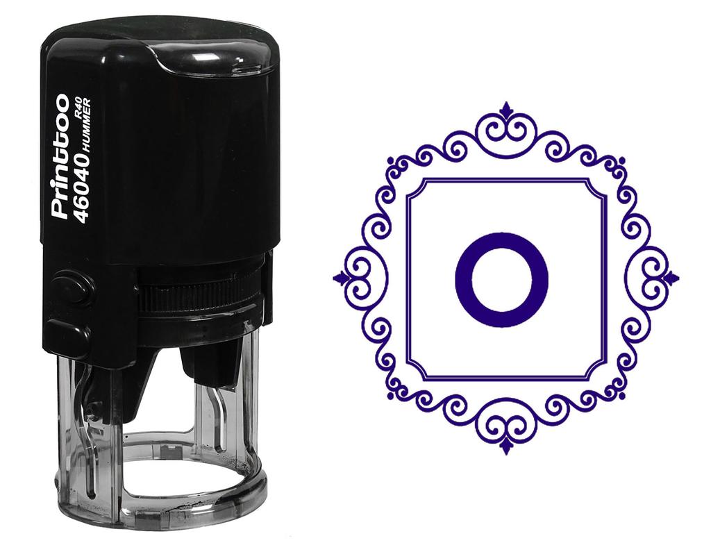 Printtoo O Alphabet Monogram Initial Square Swirl Border Office Stationary R-40 Self Inking Rubber