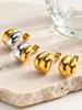Two-tone Mixed Metal Stud Earrings for Women, Stainlesss Steel Architectural Dome Studs Chunky Jewelry Waterproof