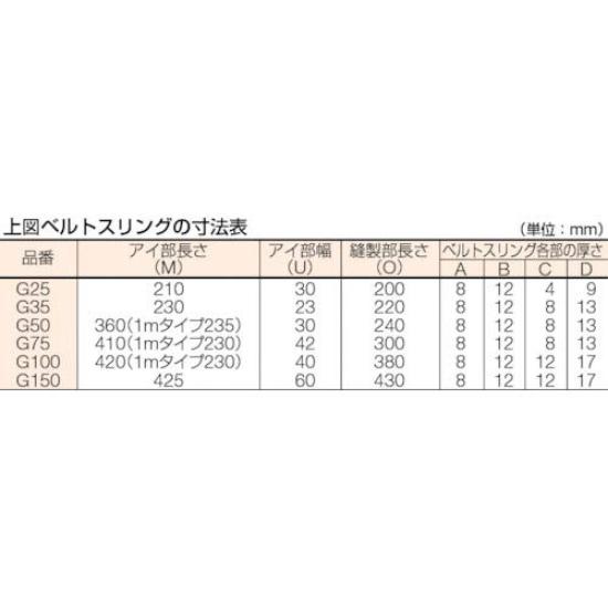 TRUSCO Belt JIS Grade on Both 35mm x Sling, 3, Eye-Eyed Ends, Orange, 1.0m, G35-10