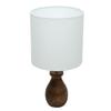 Dovel Pot, Modern LED Table Lamp with Shade, Wooden Base Modern Fabric Lampshade for Home Office Cafe Restaurant, (Pleated White)