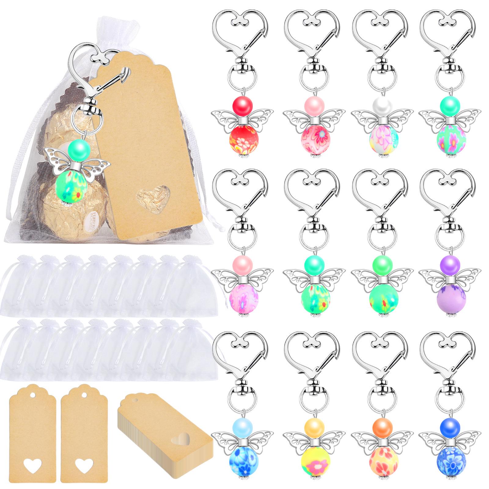 Guardian Angel Heart Keychain - Bride s Welcome Gift for Baby Christening & Communion Party Bags