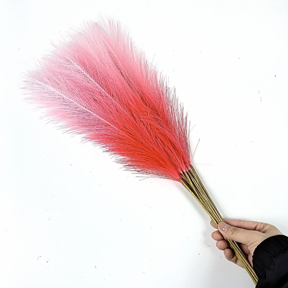 10PCS/55cm Fluffy Pampas Grass Gradient Color Fake Plant Reed  Christmas Festival Decor