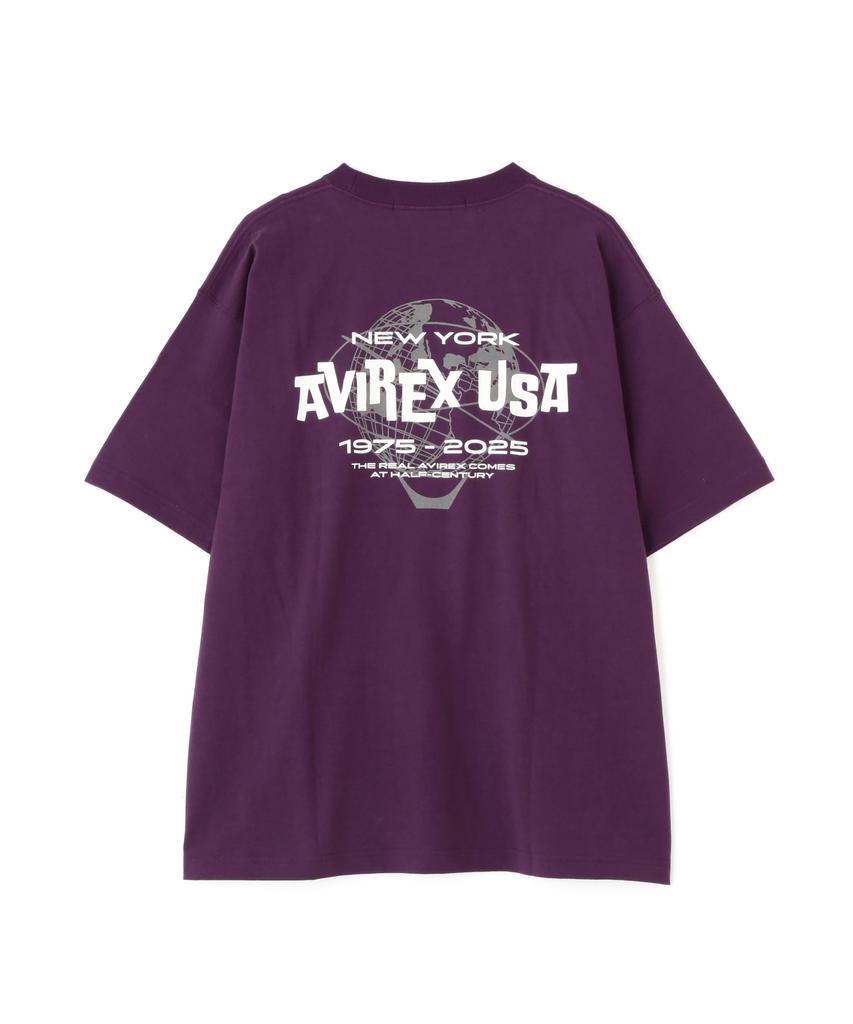 Avirex USA Logo Short Sleeve T-Shirt, Men's, Size M, 080, Purple, 783-5234002