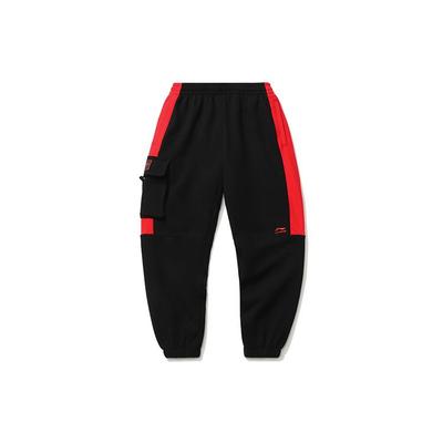 Li Ning Sports Fashion Series Spliced Loose Cuffs Sweatpants Men Bottoms Black AKLR017-1