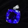 CERTIFIED 88 Ct Square Cushion 925 Sterling Silver Blue Tanzanite Stone Pendant MY-PD-144-NS