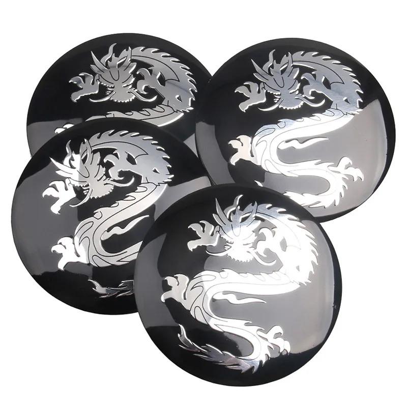 4pcs/set Universal 56mm 60mm Dragon Emblem Car Wheel Center Hub Cap Dust-Proof Sticker Covers
