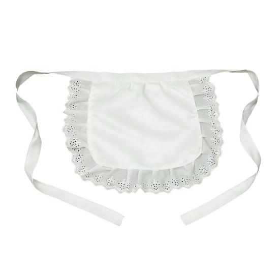 Maid Cosplay Apron Girls Ruffled Waist Apron Kitchen Costume Solid Color Fancy Dress Half Apron Cosplay Outfit Accessory