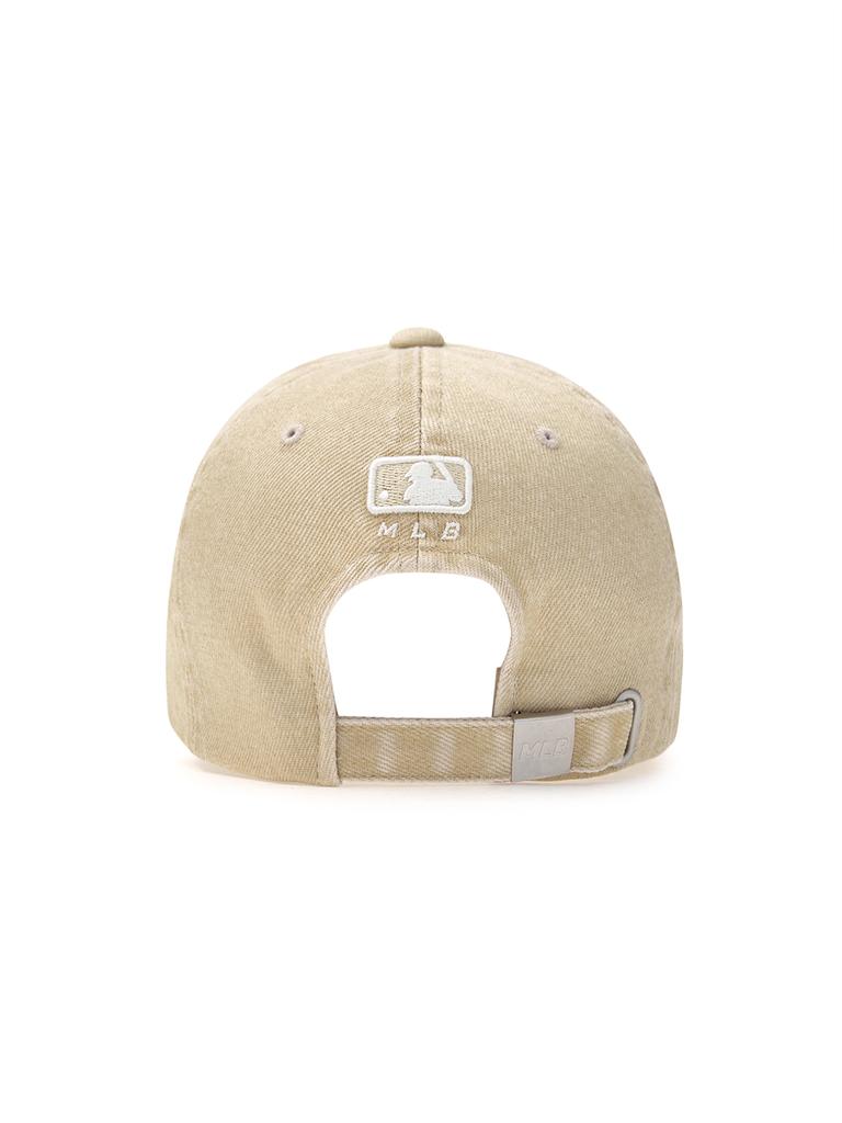 Emelbi Varsity Vintage Cursive Stitch Unstructured Ball Cap Ny (L.Beige)