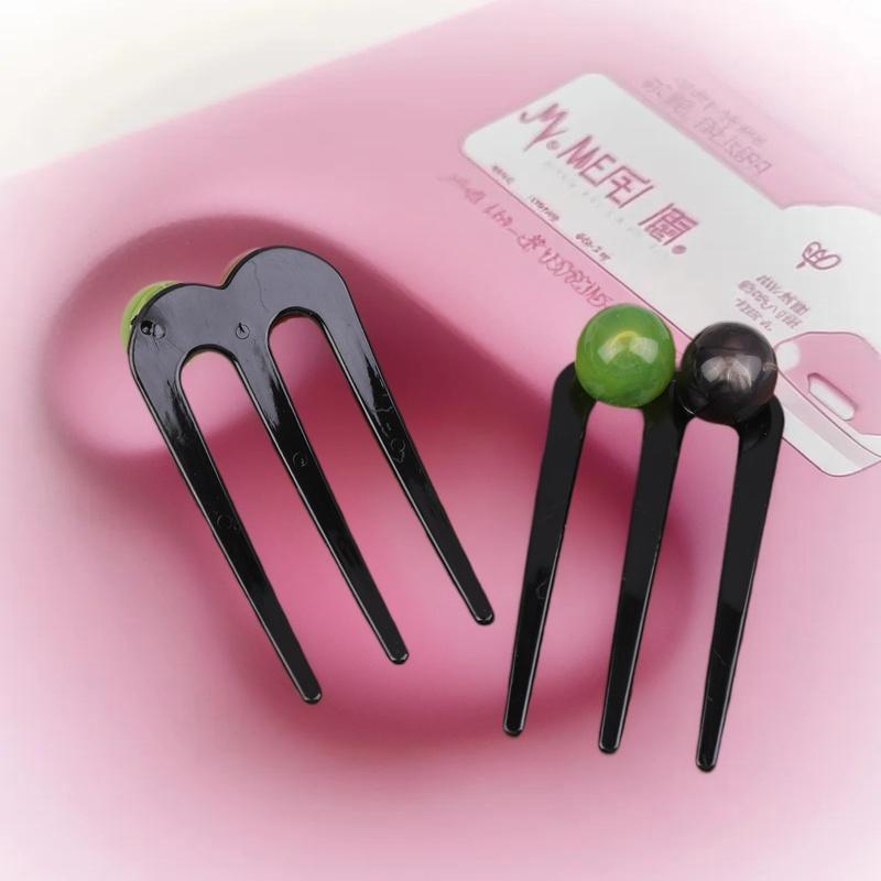 Französischer Twist Perlen Haarstab Haarspange Acetat U-förmige Haarnadel Vintage Schildpattmuster Damen Haarknoten-Stecknadel Haarschmuck