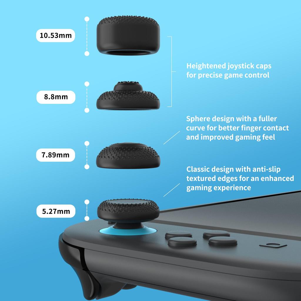 PlayVital Set of Thumb Grip Caps for the 2025 New Switch 2 Stick Covers for Improved Aiming Accuracy on Switch 2 8-Piece – Professional, Durable,
