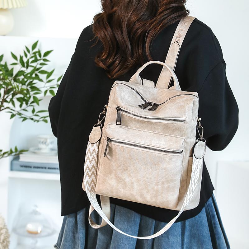 Vintage Soft Leather Backpack Women's Large Capacity Multi-use Shoulder Bag
