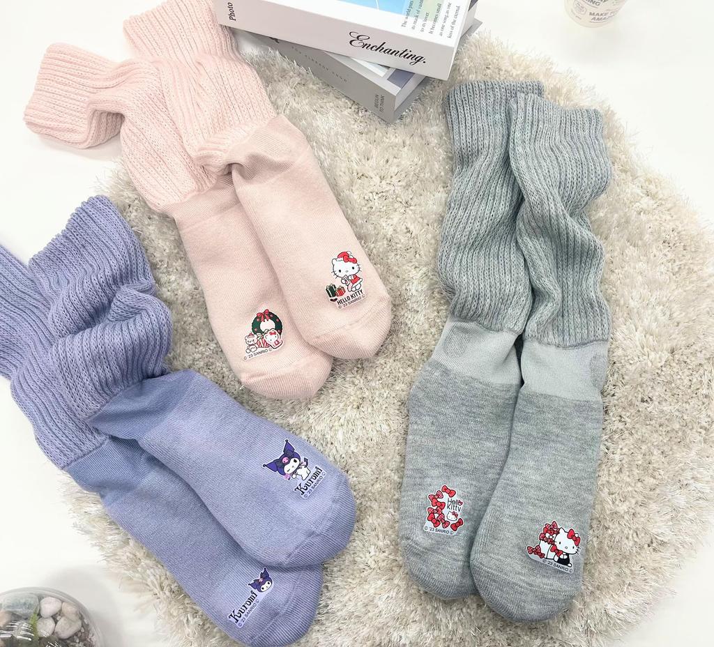 Okamoto Sock Just Like a Kotatsu Sanrio Collaboration Hello Kitty and Kuromi Supplement, Socks, Design,