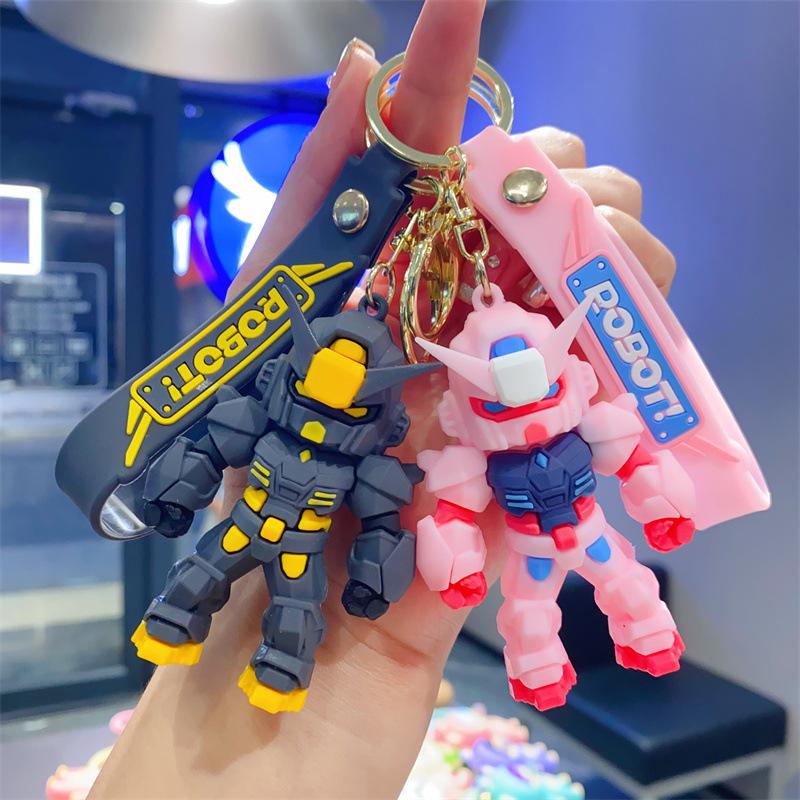 Creative Cartoon Keychain Cool Mecha Warrior Bag Pendant Children's Toy Car Key Chain Doll Machine Gift
