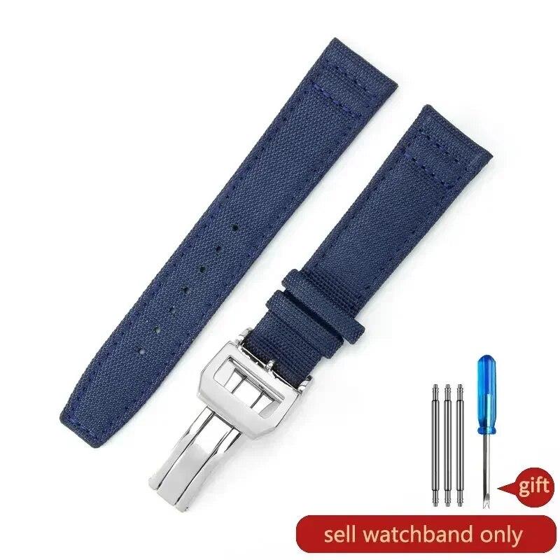 Captain Blue Citizen High Density Knitting Wrist for IWC Pilot Portugal Portofino Nylon Canvas Men 20mm 21mm 22mm Watch Strap