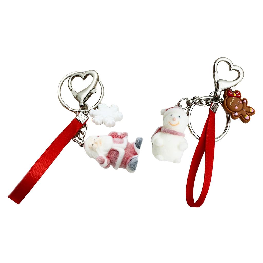 Festive Velvet Snowman Keyring Whimsical Snowman Key Pendant Soft Flocking Christmas Decoration for All Ages