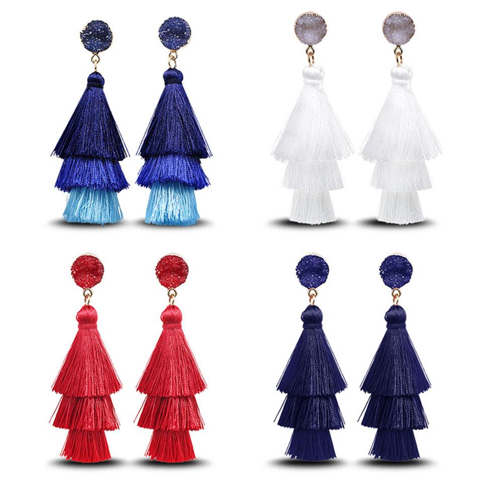 Women Fashion Bohemian Style Earrings Long Tassel Eardrop Dangle Earrings Fashion Jewelry