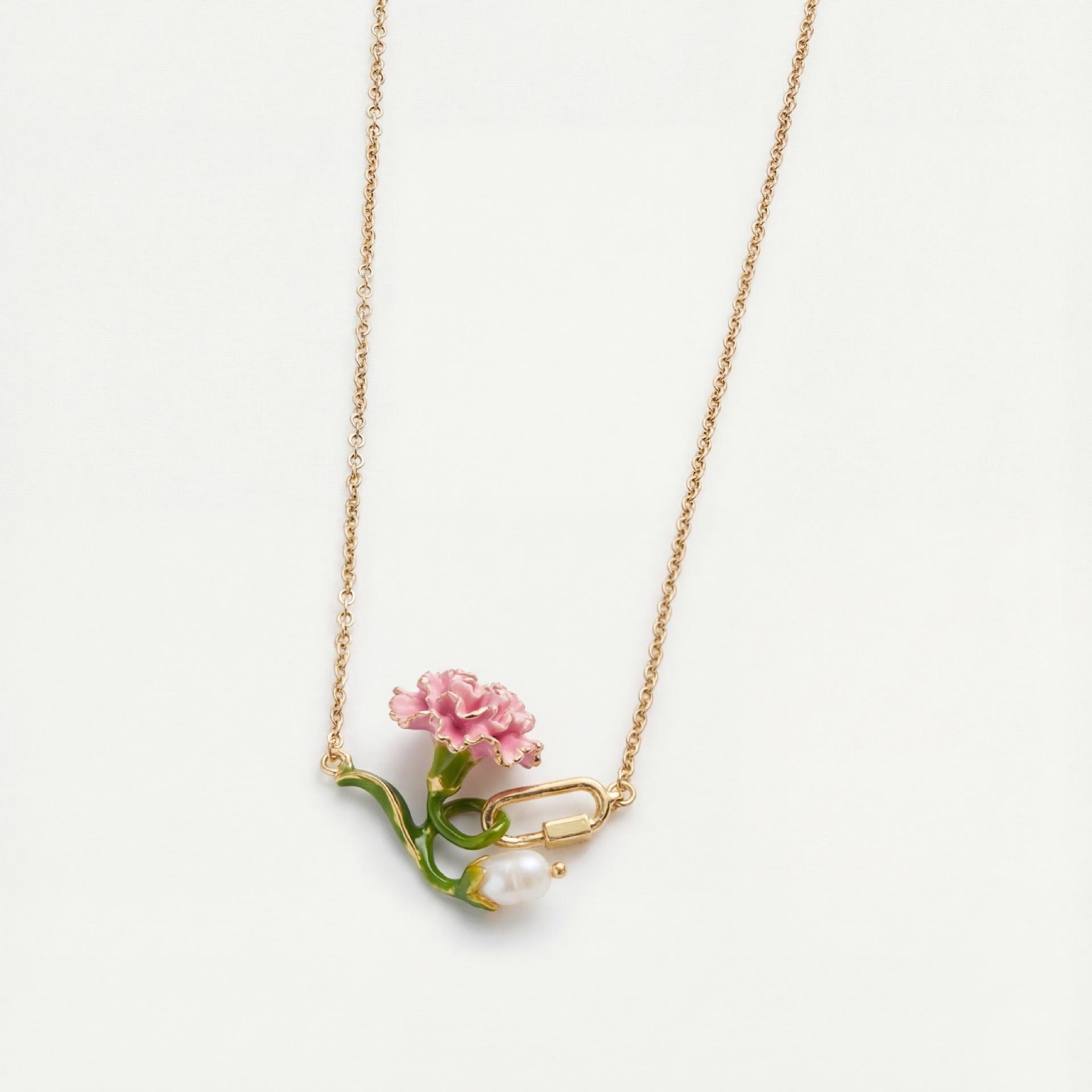 

Fresh Flower Necklace Imitation Pearl Embellishment Design Spring Atmosphere Niche Versatile Fashion Jewelry
