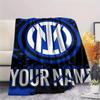 1PC Custom Name Inter Milan Patterned Flannel Blanket Suitable For All Seasons for Home Decor Warmth and Comfort Gifts Holiday Present
