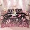 Homewish Initial Monogrammed Duvet Cover Set Black Pink Comforter Cover Set For Girls Butterfly Glitter Print Bed Set