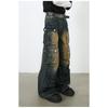 Vintage Overalls Men's Jeans High Street Loose Straight Multi Pockets Wide Leg Pants Straight Loose Jeans for Men Fashionable and Comfortable Pants