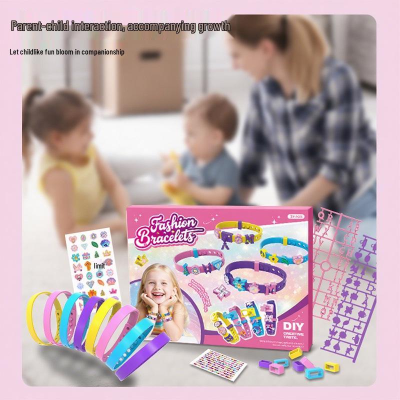 DIY Beaded Bracelet & Watch Strap for Girls - Educational Cartoon Design with Letters