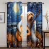 Pastoral Collie Guitar Curtains Van Gogh Oil Painting Style Living Room Bedroom Balcony Windows Decorative Curtains 2 Pcs