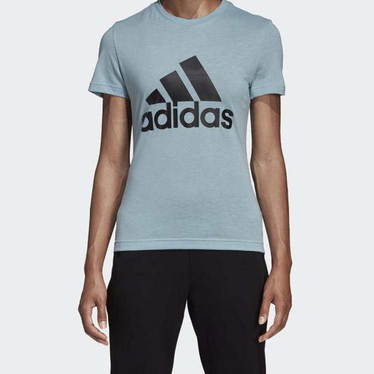 Adidas Classic Style Logo Short Sleeve T-Shirt Women Tops Blue DY7734